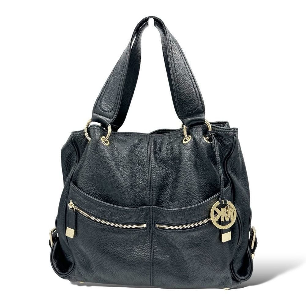 Michael Kors Black Nappa Soft Leather Slouchy Muti-Pocket Shoulder Handbag Purse